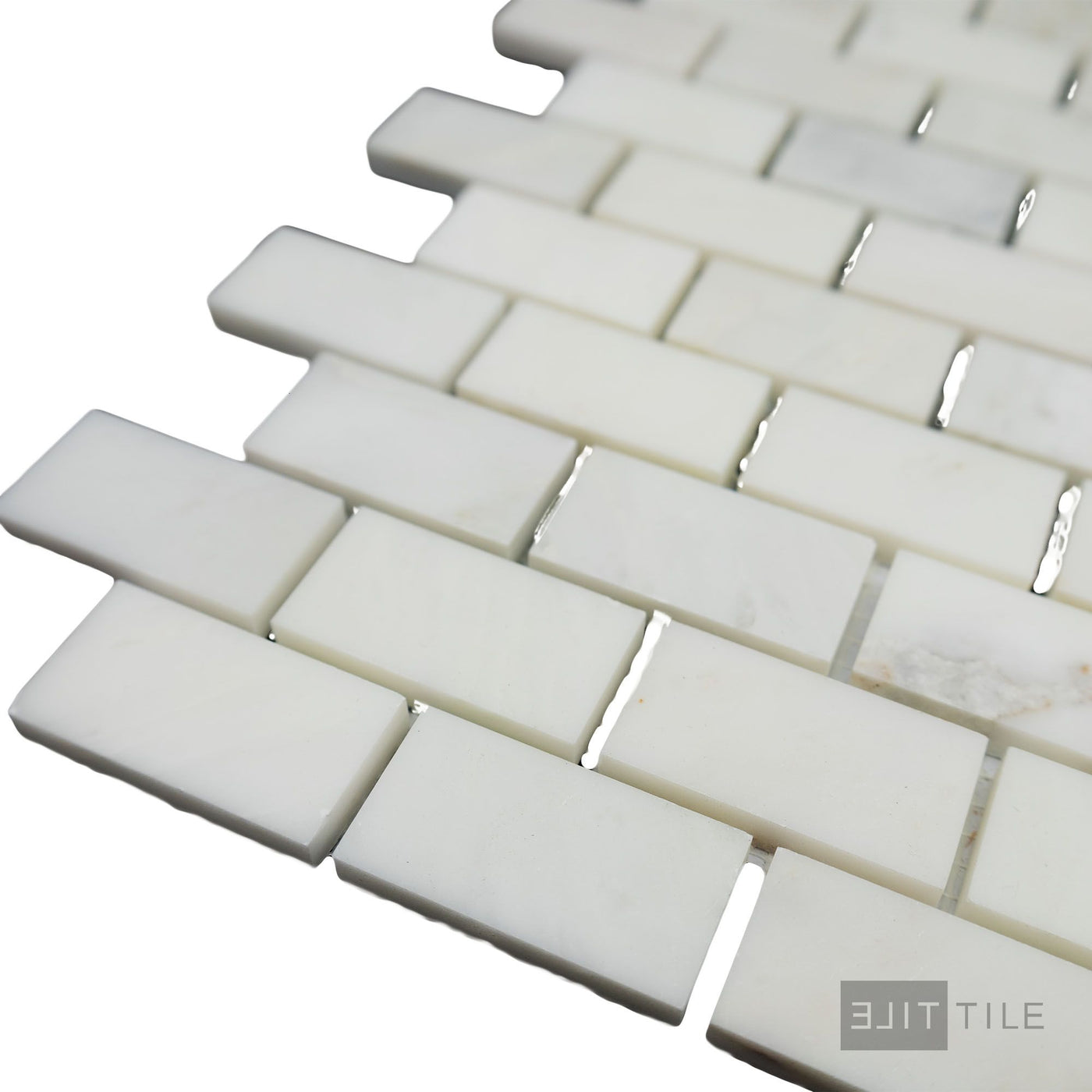 Oriental White Marble 1X2 Brick Honed Mosaic