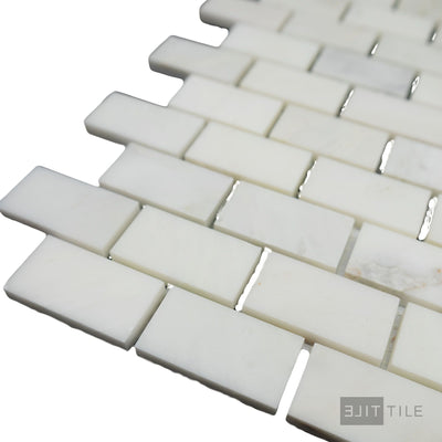 Oriental White Marble 1X2 Brick Honed Mosaic