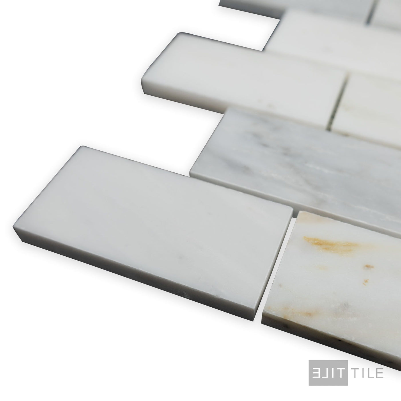 Oriental White Marble 2X4 Brick Honed Mosaic