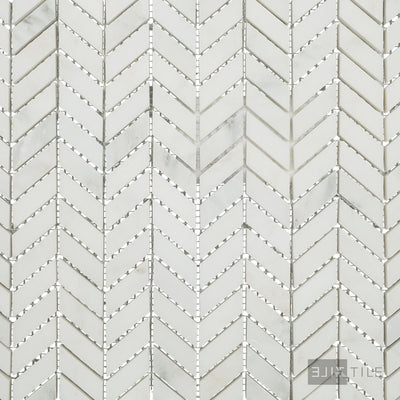 Oriental White Marble Mini Chevron Honed Mosaic
