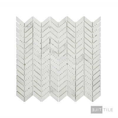 Oriental White Marble Mini Chevron Honed Mosaic