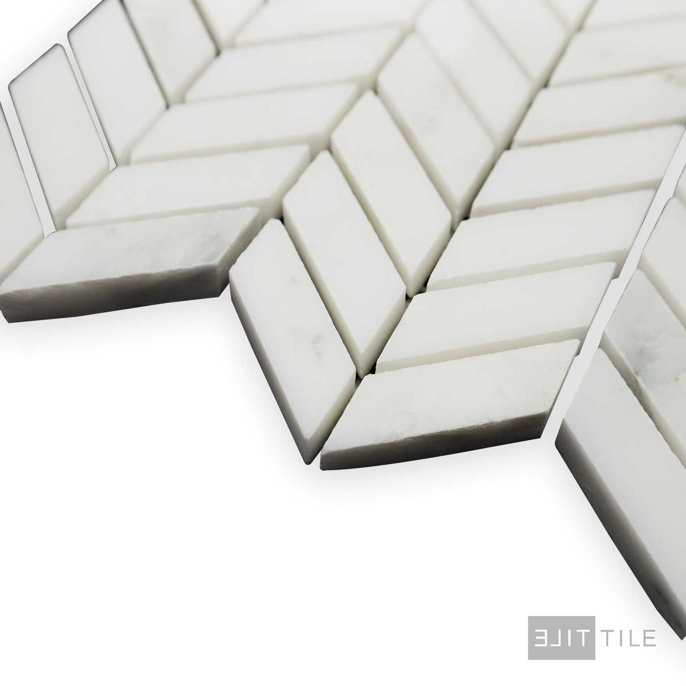 Oriental White Marble Mini Chevron Honed Mosaic