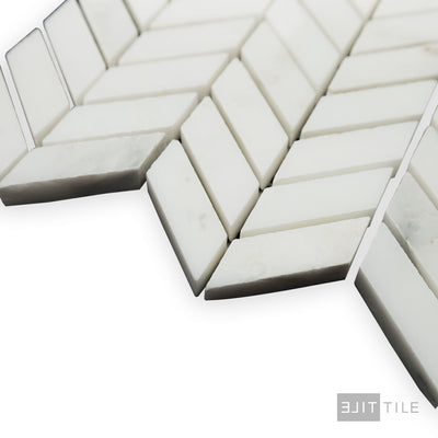 Oriental White Marble Mini Chevron Honed Mosaic
