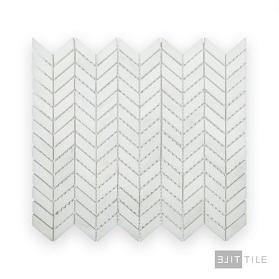 Oriental White Marble Mini Chevron Polished Mosaic