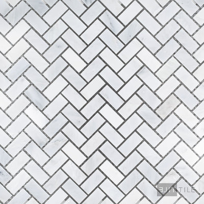 Oriental White Marble 5/8X1-1/4 Herringbone Honed Mosaic