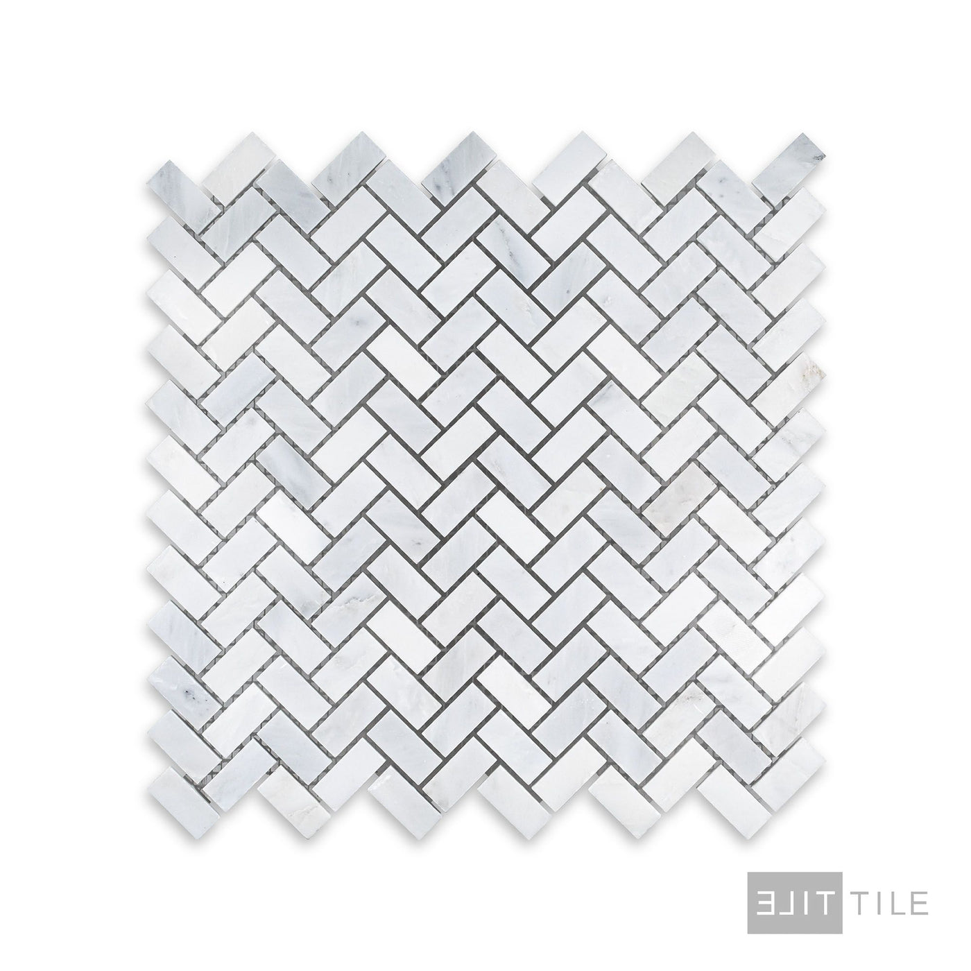 Oriental White Marble 5/8X1-1/4 Herringbone Honed Mosaic