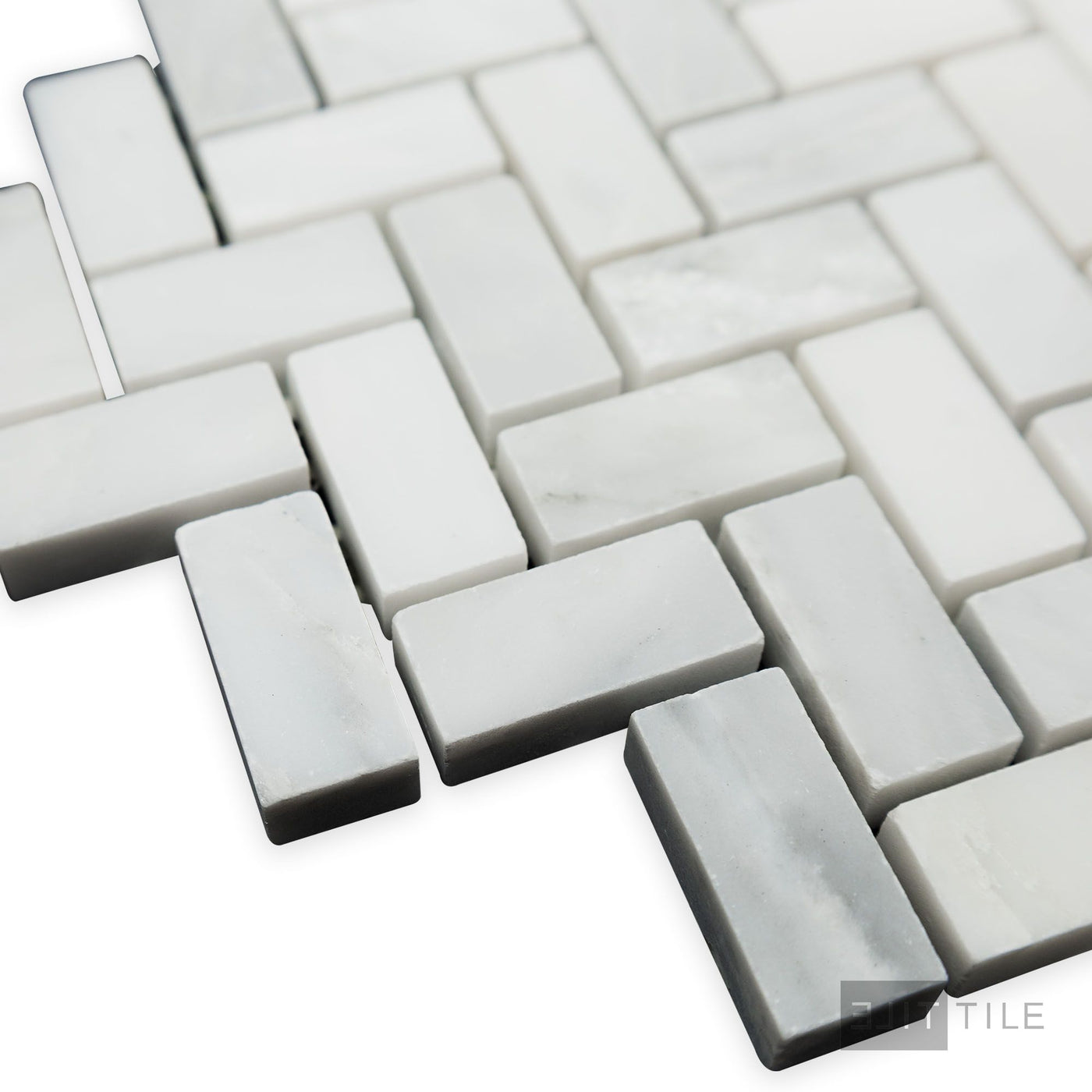 Oriental White Marble 5/8X1-1/4 Herringbone Honed Mosaic