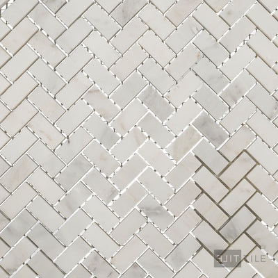 Oriental White Marble 5/8X1-1/4 Herringbone Polished Mosaic