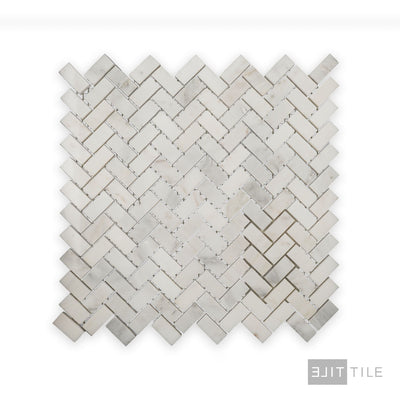 Oriental White Marble 5/8X1-1/4 Herringbone Polished Mosaic