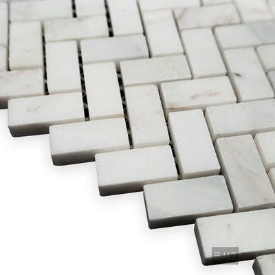 Oriental White Marble 5/8X1-1/4 Herringbone Polished Mosaic