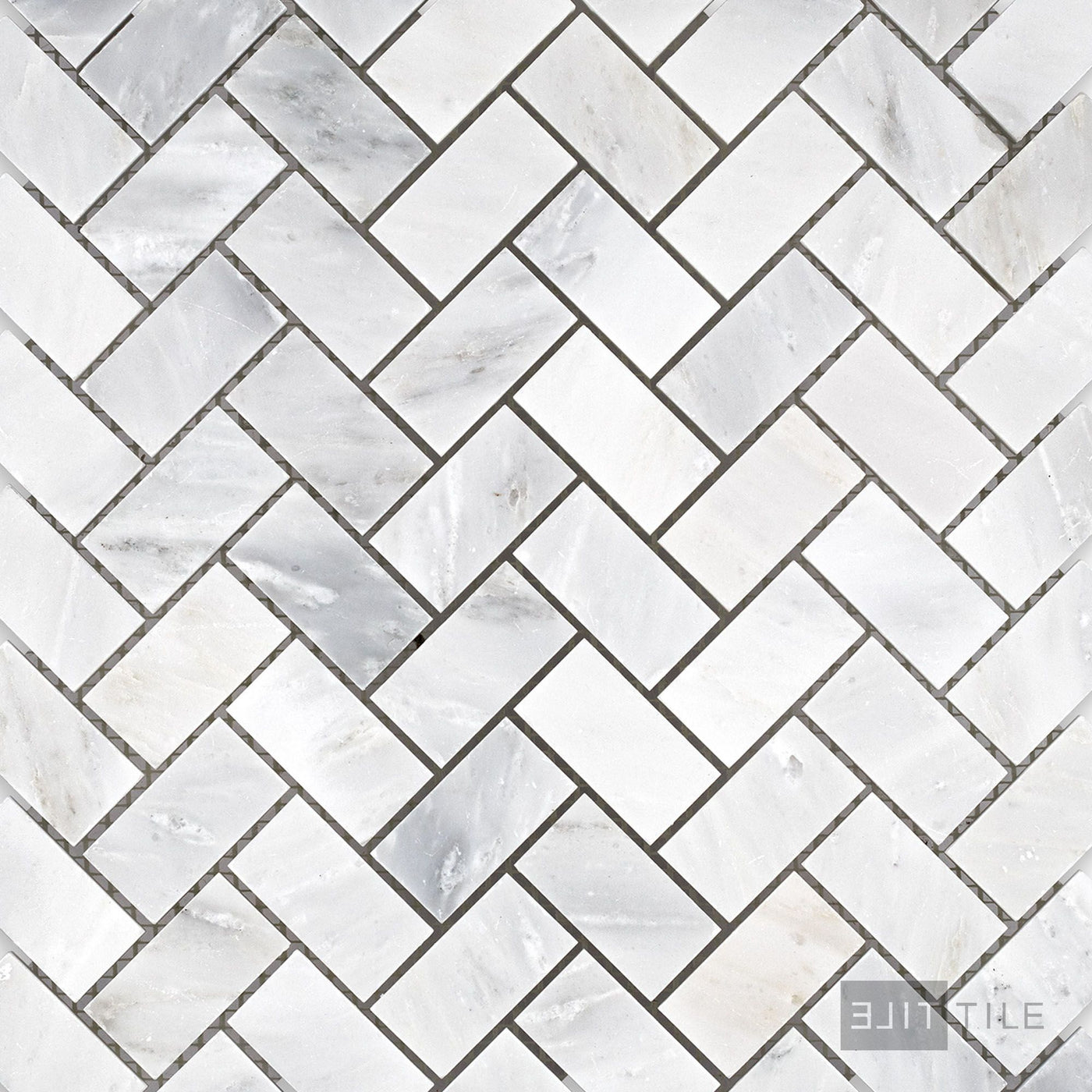 Oriental White Marble 1X2 Herringbone Honed Mosaic