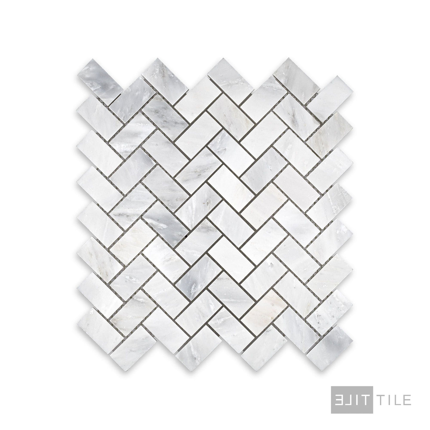 Oriental White Marble 1X2 Herringbone Honed Mosaic