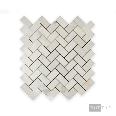 Oriental White Marble 1X2 Herringbone Polished Mosaic