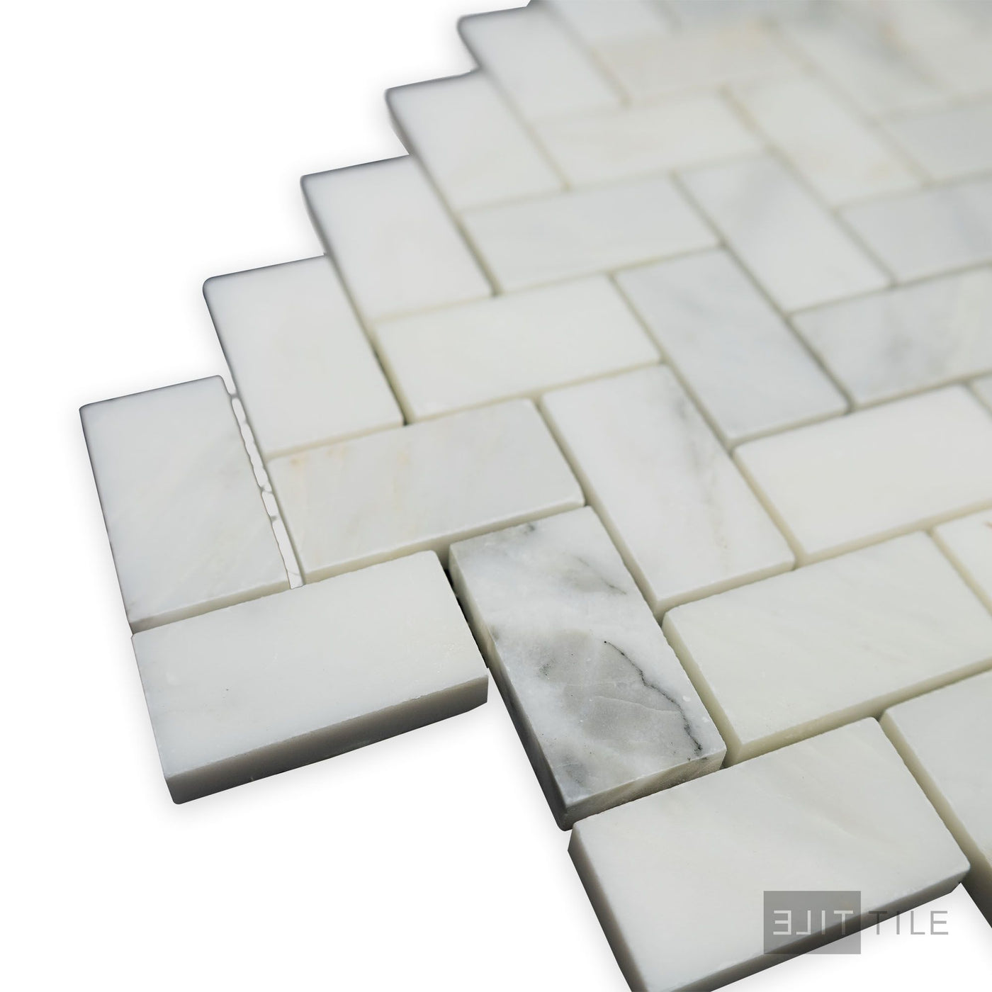 Oriental White Marble 1X2 Herringbone Polished Mosaic