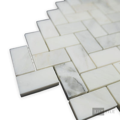Oriental White Marble 1X2 Herringbone Polished Mosaic