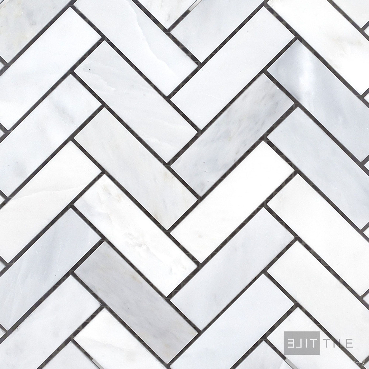 Oriental White Marble 1X3 Herringbone Honed Mosaic
