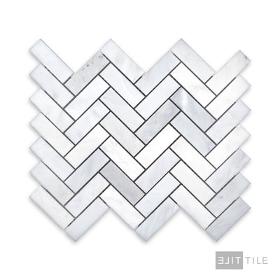 Oriental White Marble 1X3 Herringbone Honed Mosaic