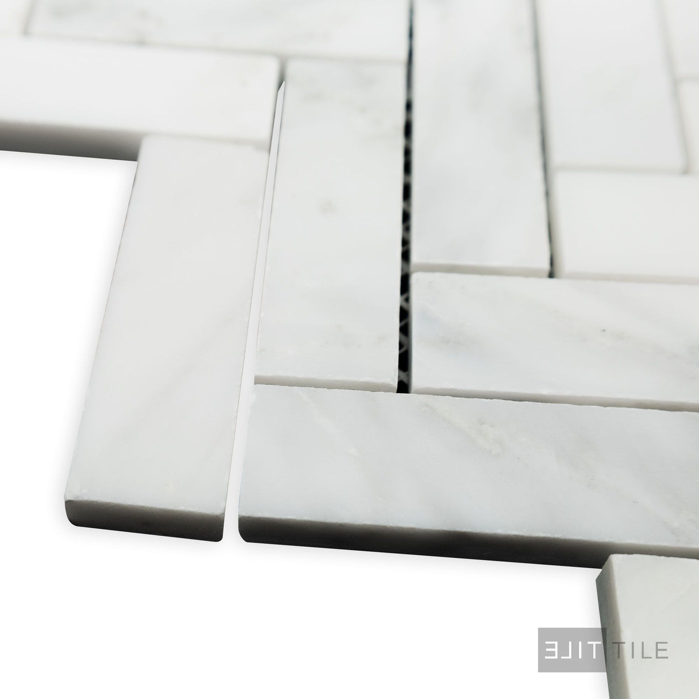 Oriental White Marble 1X3 Herringbone Honed Mosaic