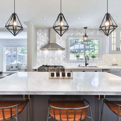 Oriental White Marble 1X3 Herringbone Honed Mosaic