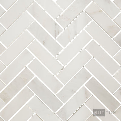 Oriental White Marble 1X3 Herringbone Polished Mosaic