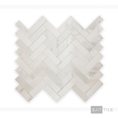 Oriental White Marble 1X3 Herringbone Polished Mosaic