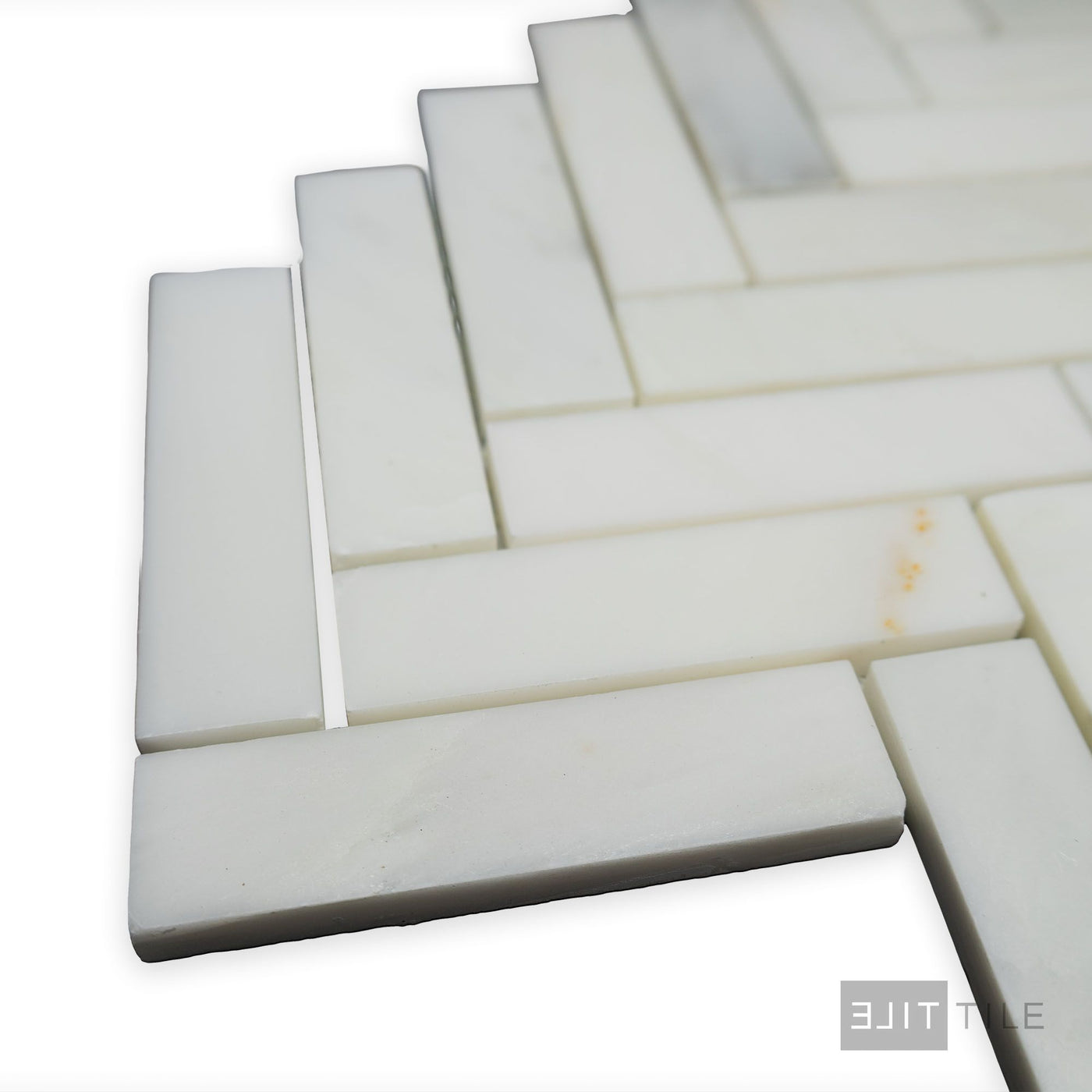 Oriental White Marble 1X3 Herringbone Polished Mosaic
