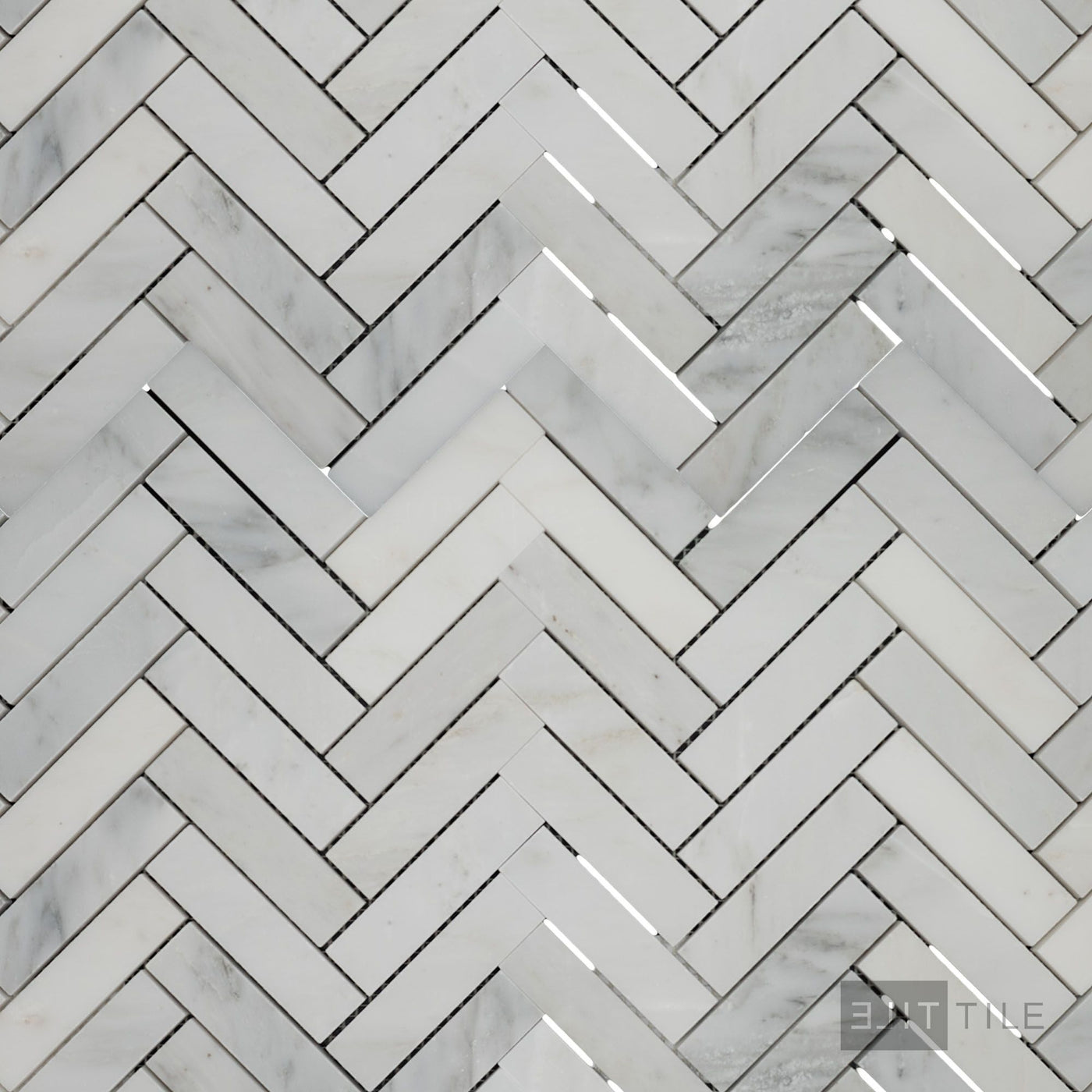 Oriental White Marble 1X4 Herringbone Honed Mosaic
