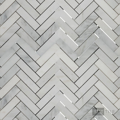 Oriental White Marble 1X4 Herringbone Honed Mosaic