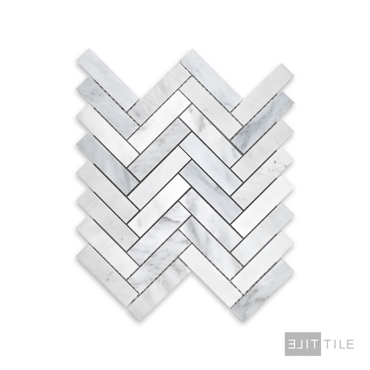Oriental White Marble 1X4 Herringbone Honed Mosaic