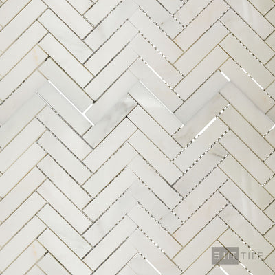 Oriental White Marble 1X4 Herringbone Polished Mosaic