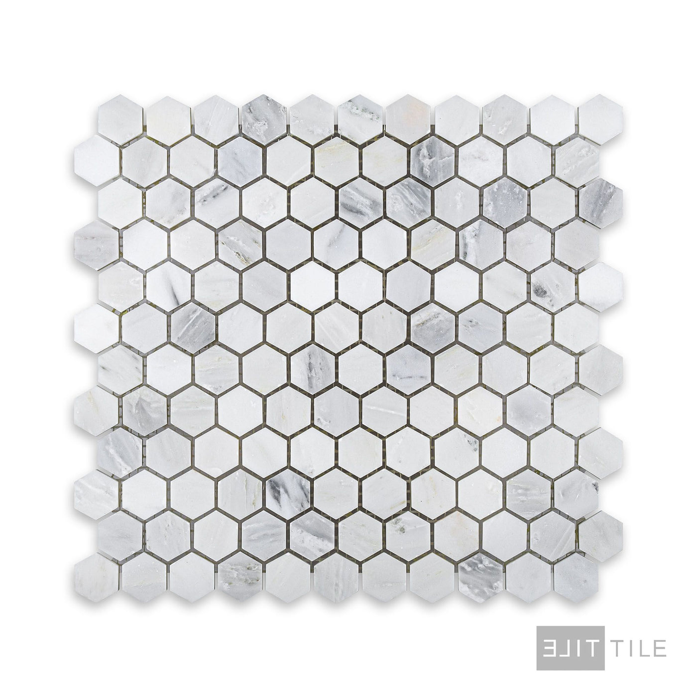 Oriental White Marble 1" Hexagon Honed Mosaic