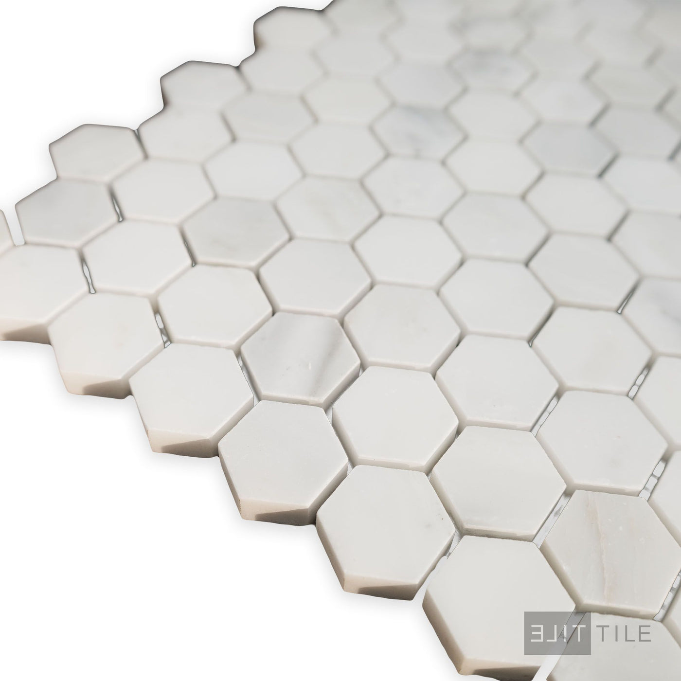 Oriental White Marble 1" Hexagon Honed Mosaic
