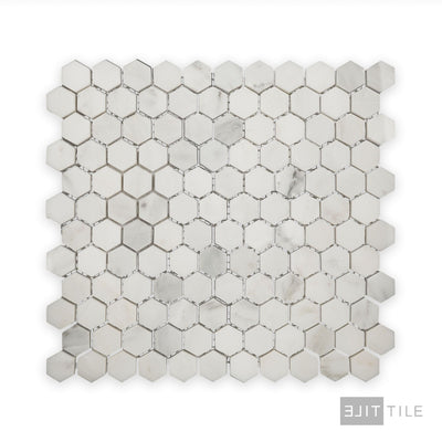 Oriental White Marble 1" Hexagon Polished Mosaic