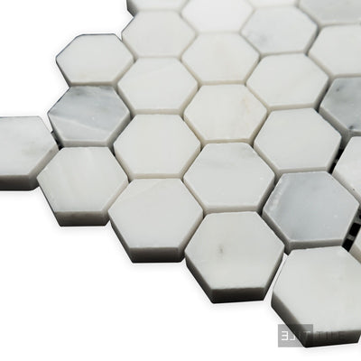 Oriental White Marble 1" Hexagon Polished Mosaic