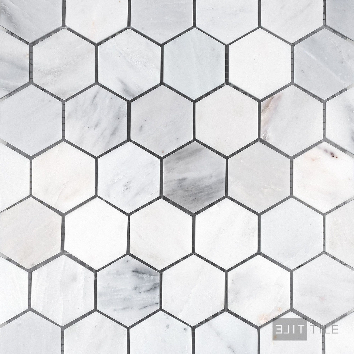 Oriental White Marble 2" Hexagon Honed Mosaic