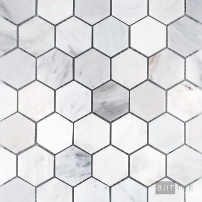 Oriental White Marble 2" Hexagon Honed Mosaic