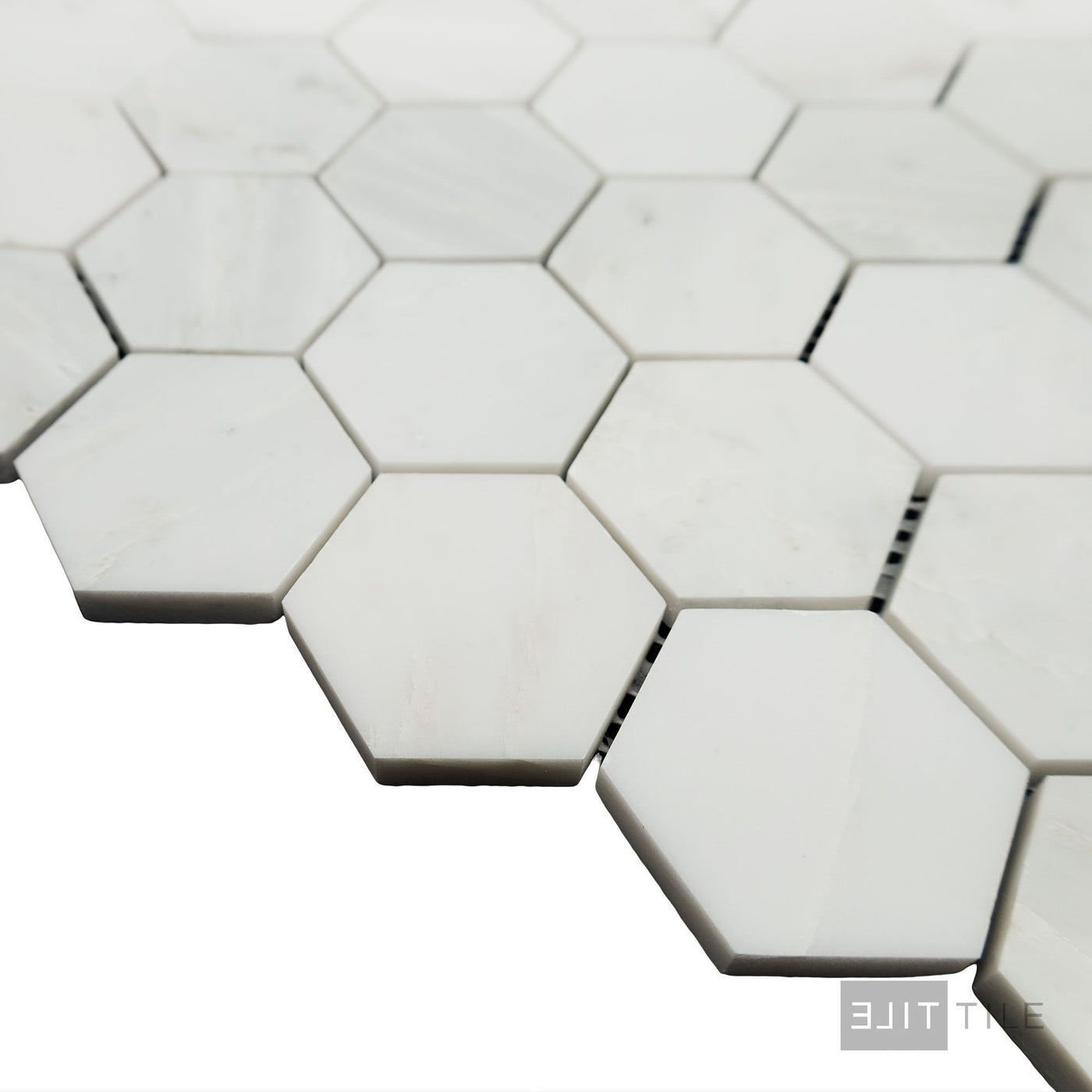 Oriental White Marble 2" Hexagon Honed Mosaic
