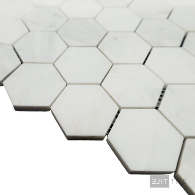 Oriental White Marble 2" Hexagon Honed Mosaic