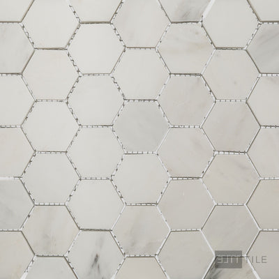 Oriental White Marble 2" Hexagon Polished Mosaic