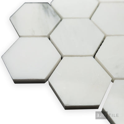Oriental White Marble 2" Hexagon Polished Mosaic