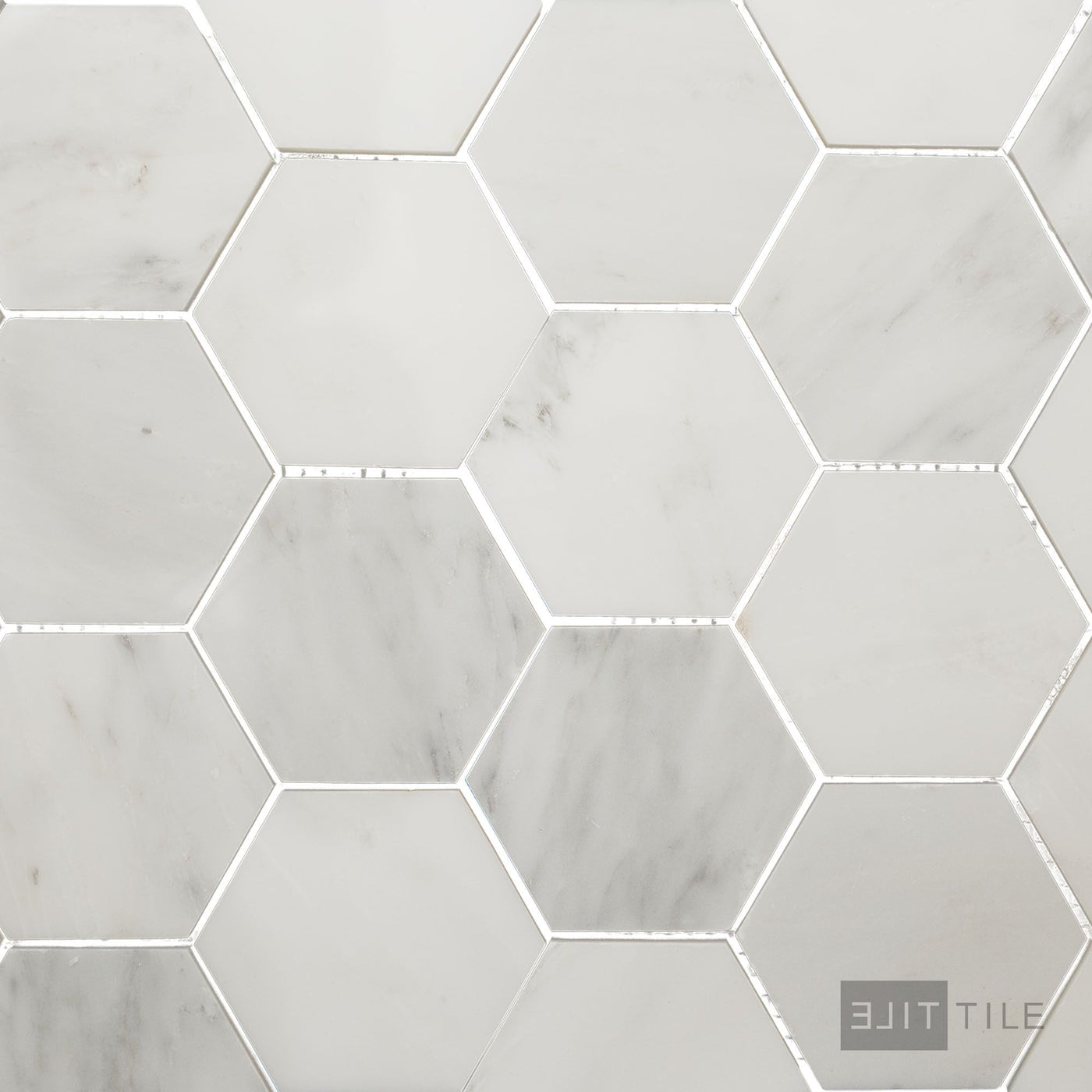 Oriental White Marble 3" Hexagon Honed Mosaic