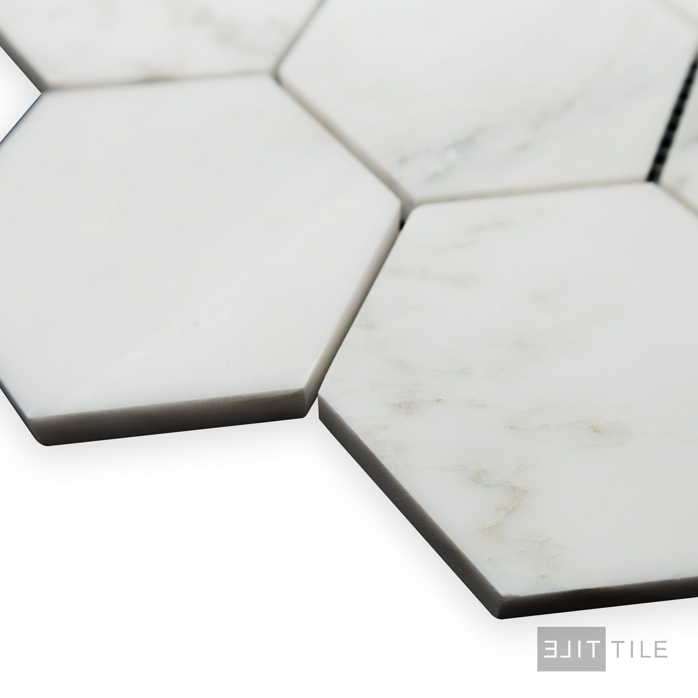 Oriental White Marble 3" Hexagon Honed Mosaic