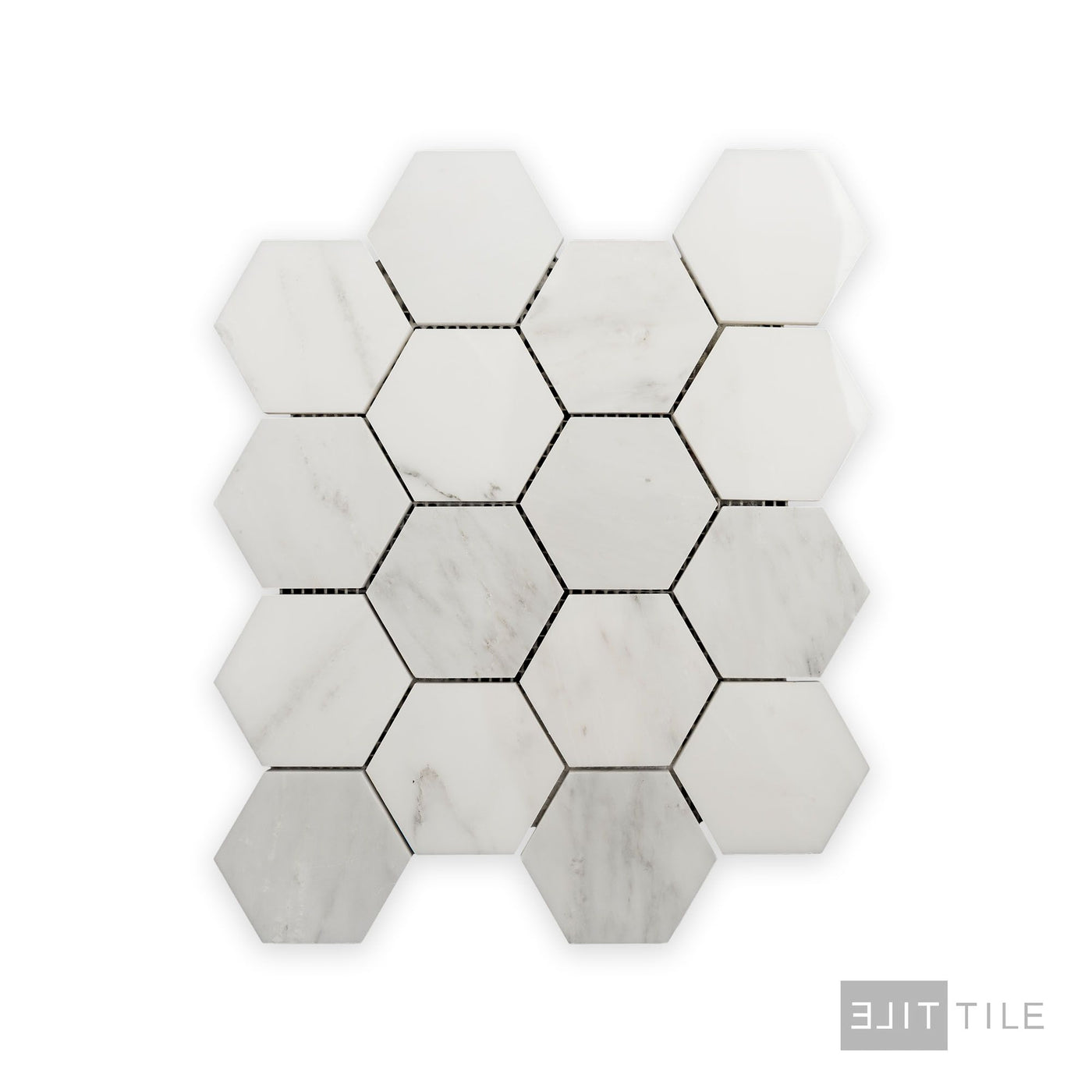 Oriental White Marble 3" Hexagon Polished Mosaic