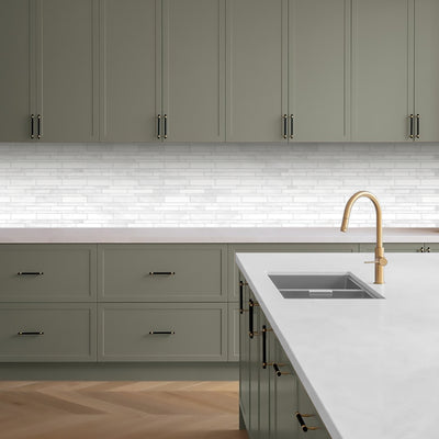 Oriental White Marble Linear Honed Mosaic