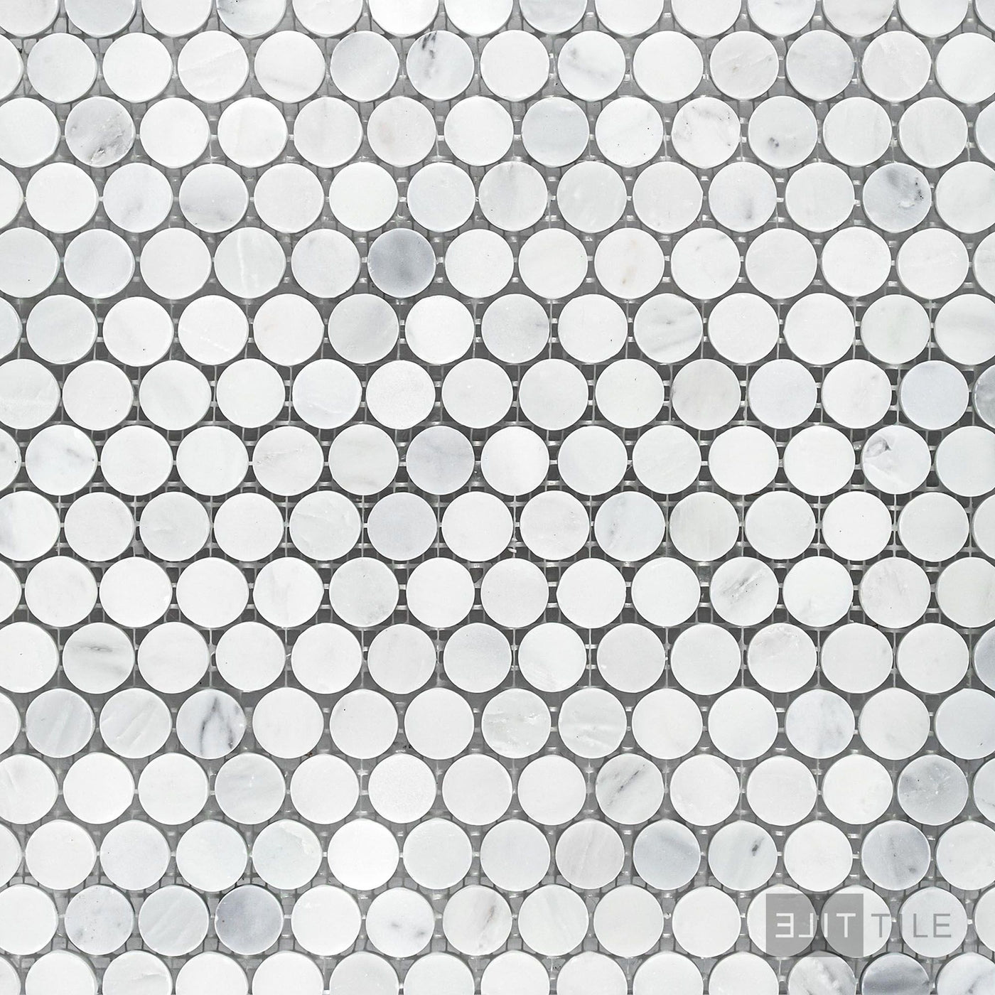 Oriental White Marble 3/4" Penny Round Honed Mosaic