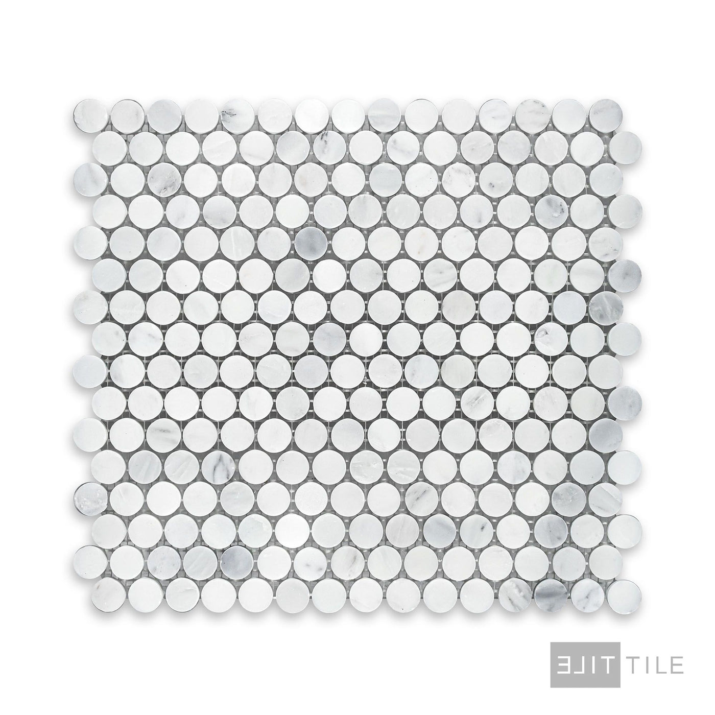 Oriental White Marble 3/4" Penny Round Honed Mosaic