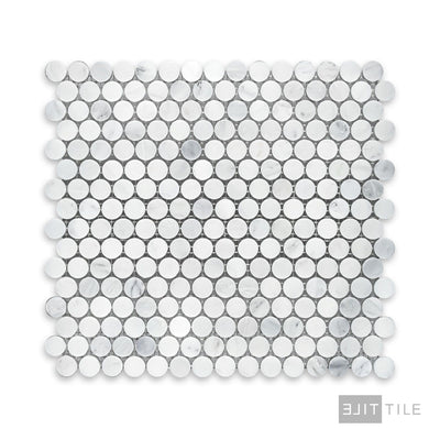 Oriental White Marble 3/4" Penny Round Honed Mosaic