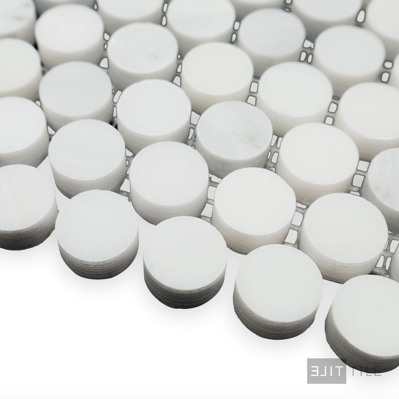 Oriental White Marble 3/4" Penny Round Honed Mosaic