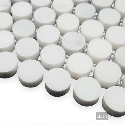 Oriental White Marble 3/4" Penny Round Honed Mosaic