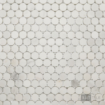 Oriental White Marble 3/4" Penny Round Polished Mosaic
